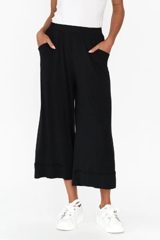 Lena Black Micro Modal Resort Pants