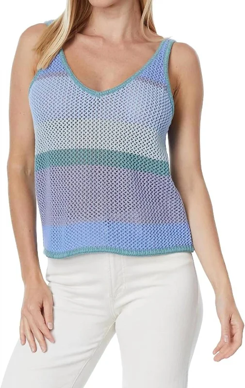 Lonnie Color Block Sweater Tank In Blue Multi