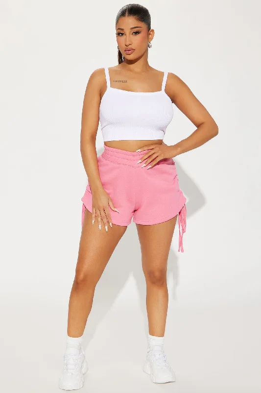 Not In A Rush Ruched Lounge Short - Pink