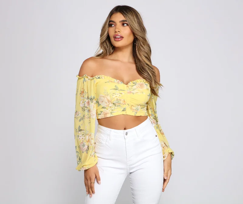 Off The Shoulder Floral Sensation Crop Top