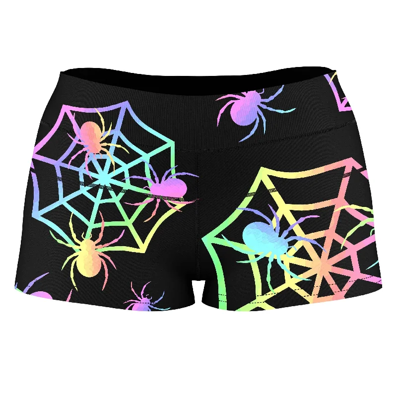 Pastel Spider Webs High-Waisted Women's Shorts