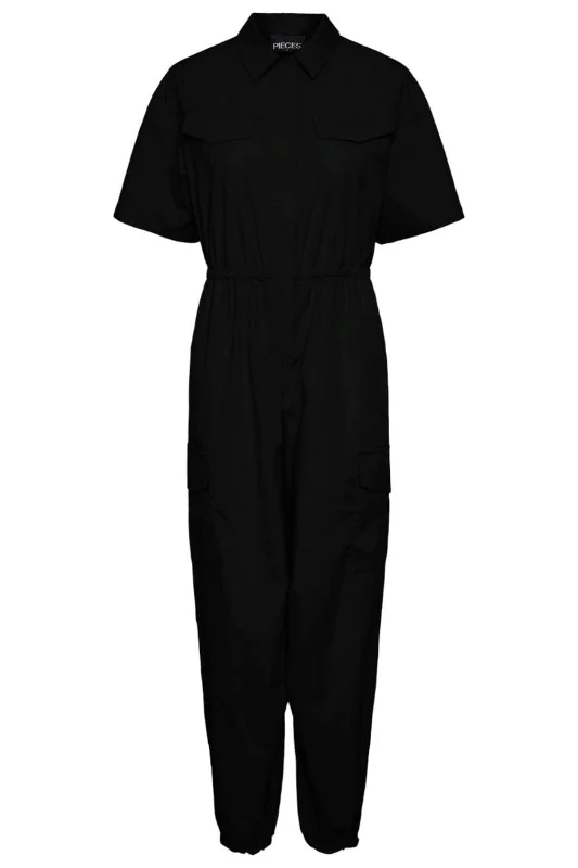 Pieces - Pcfibbe 2/4 Cargo Jumpsuit - 4597671 Black