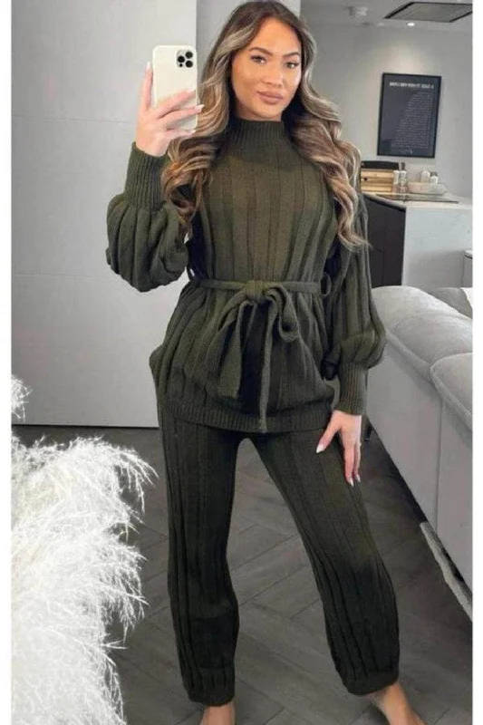 POLO NECK BELTED JUMPSUIT