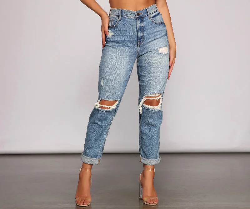 Rocky High-Rise Destructed Boyfriend Jeans