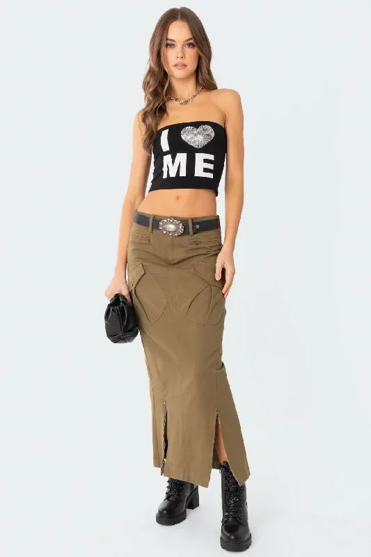 Cierra Low Rise Cargo Maxi Skirt