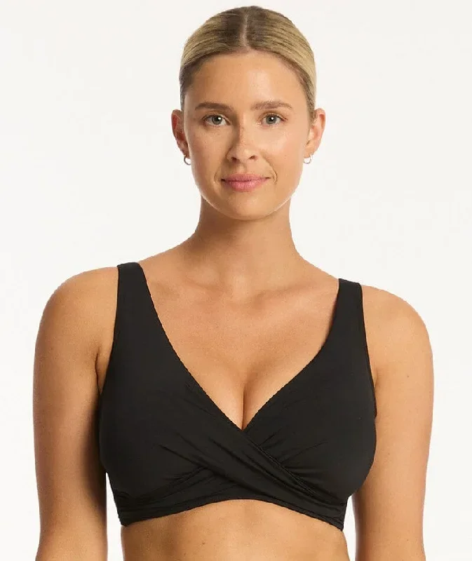 Sea Level Eco Essentials Cross Front G Cup Bikini Top - Black