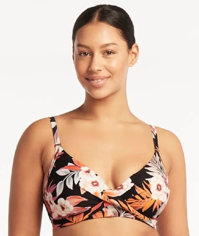 Sea Level Escape Twist Front DD-E Cup Bikini Top - Black