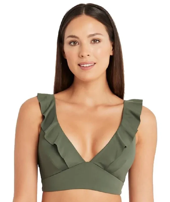 Sea Level Eco Essentials Frill Bikini Top - Khaki