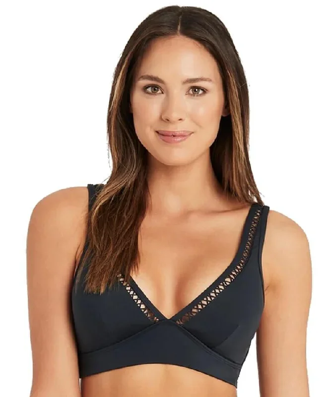 Sea Level Lola Shimmer Triangle Bikini Top - Charcoal