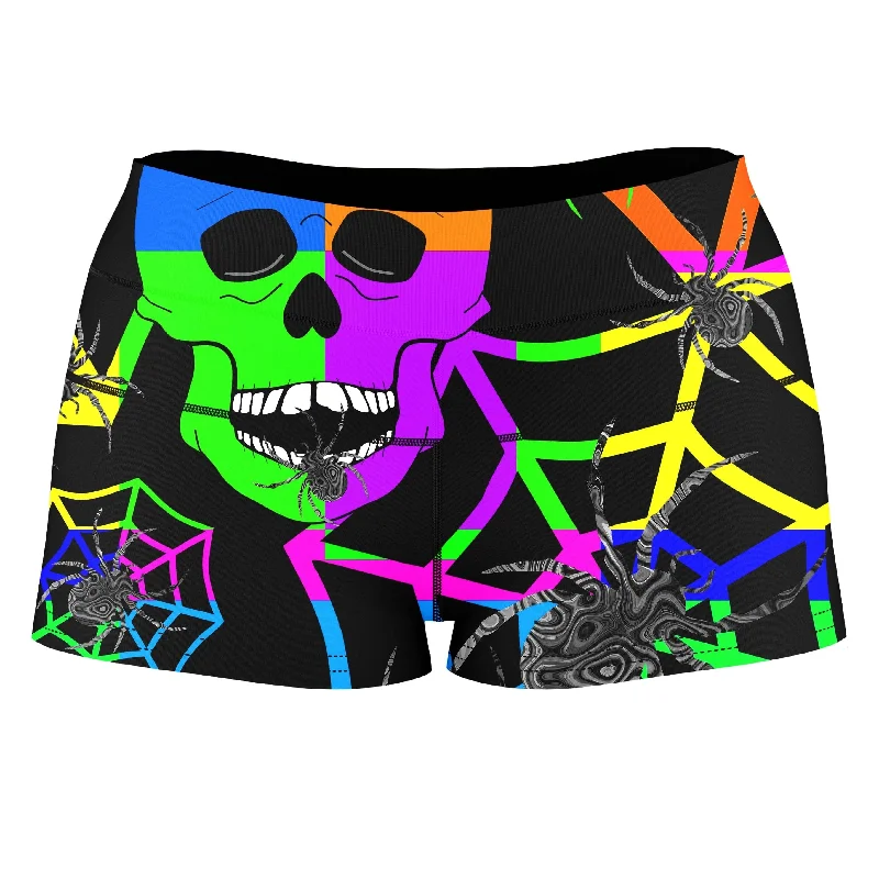 Skull Color Blast High-Waisted Women's Shorts