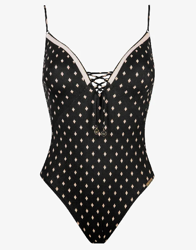 Soul Spots Strappy Swimsuit - Black