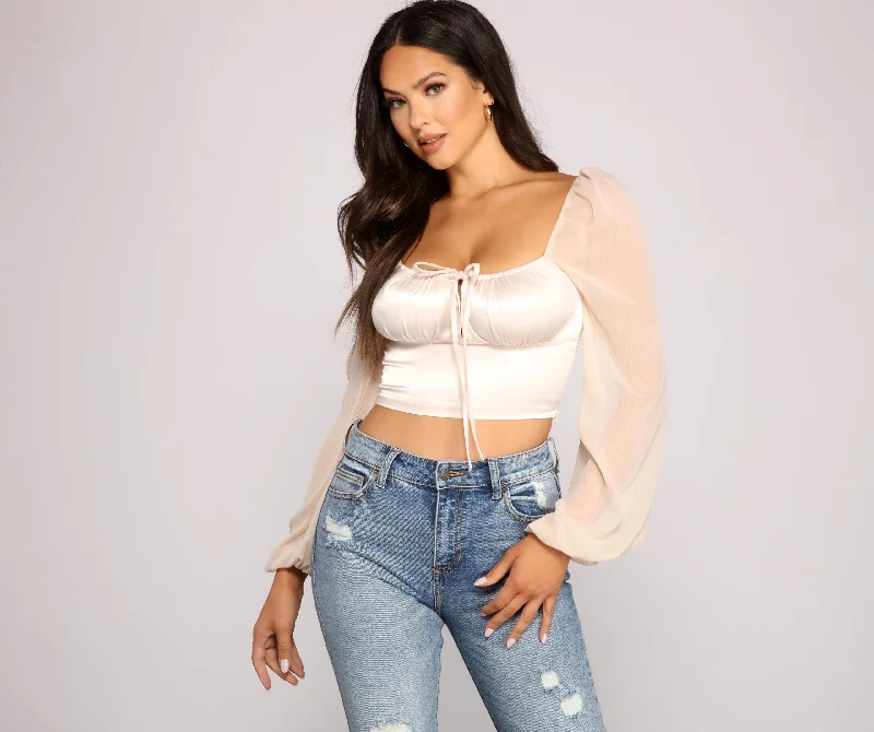 Stylish Sweetheart Satin Crop Top