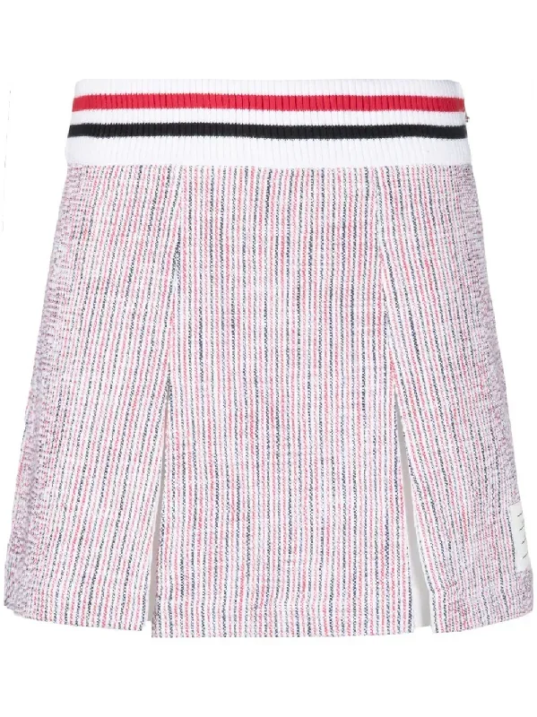 Tweed Seersucker Pleated Skirt