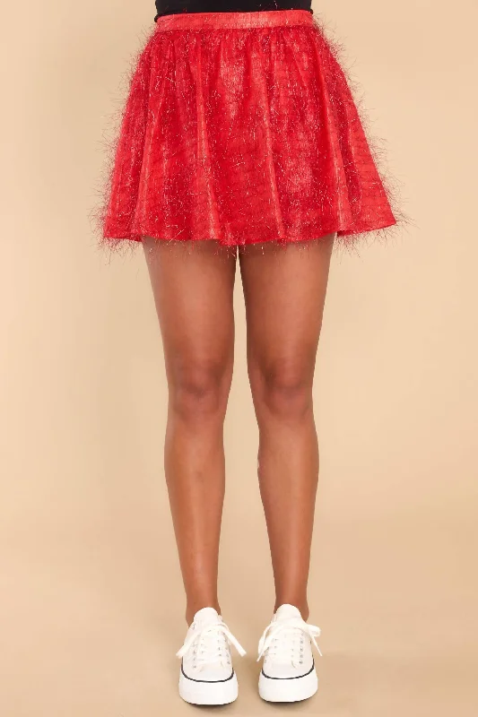 Tinsel Skort In Red