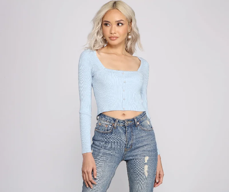 Trendy Girl Ribbed Knit Crop Top