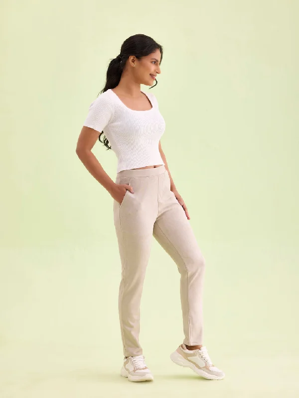 women-solid-beige-mid-rise-suede-treggings