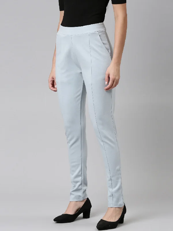 women-solid-dusty-blue-stretch-ponte-pants