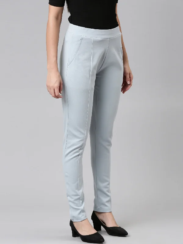 women-solid-dusty-blue-stretch-ponte-pants