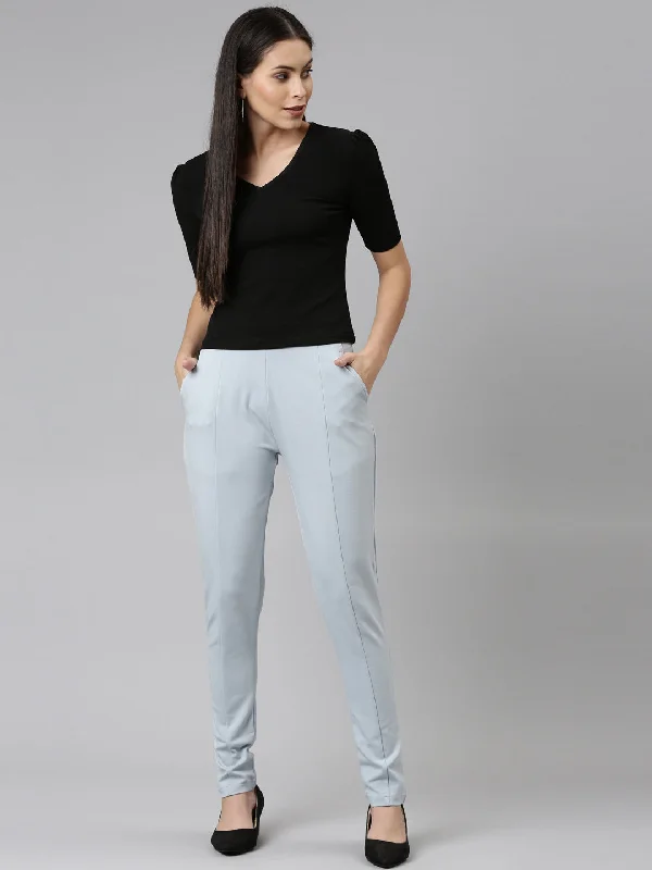 women-solid-dusty-blue-stretch-ponte-pants