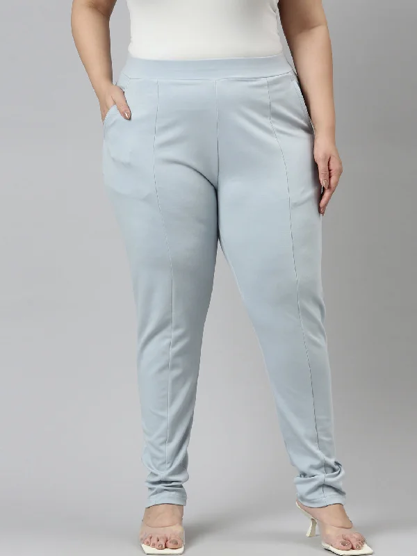 women-solid-dusty-blue-stretch-ponte-pants