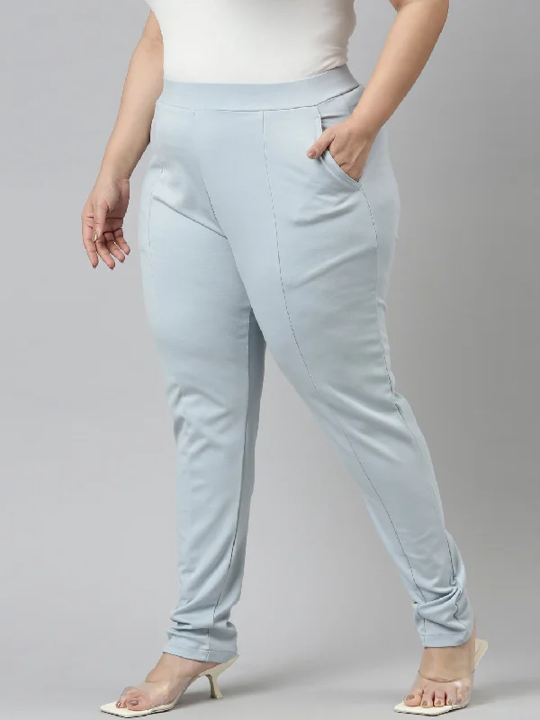 women-solid-dusty-blue-stretch-ponte-pants