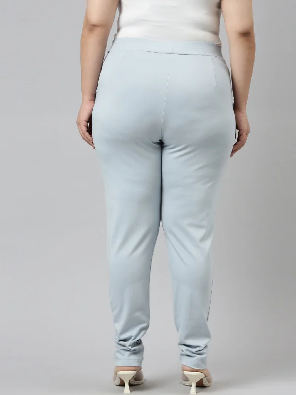 women-solid-dusty-blue-stretch-ponte-pants