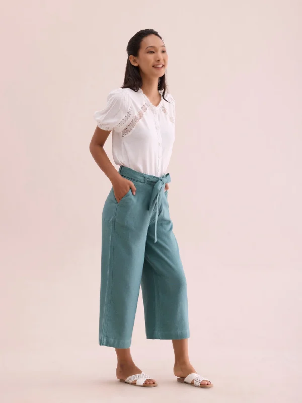 women-solid-ocean-green-linen-mid-rise-culottes