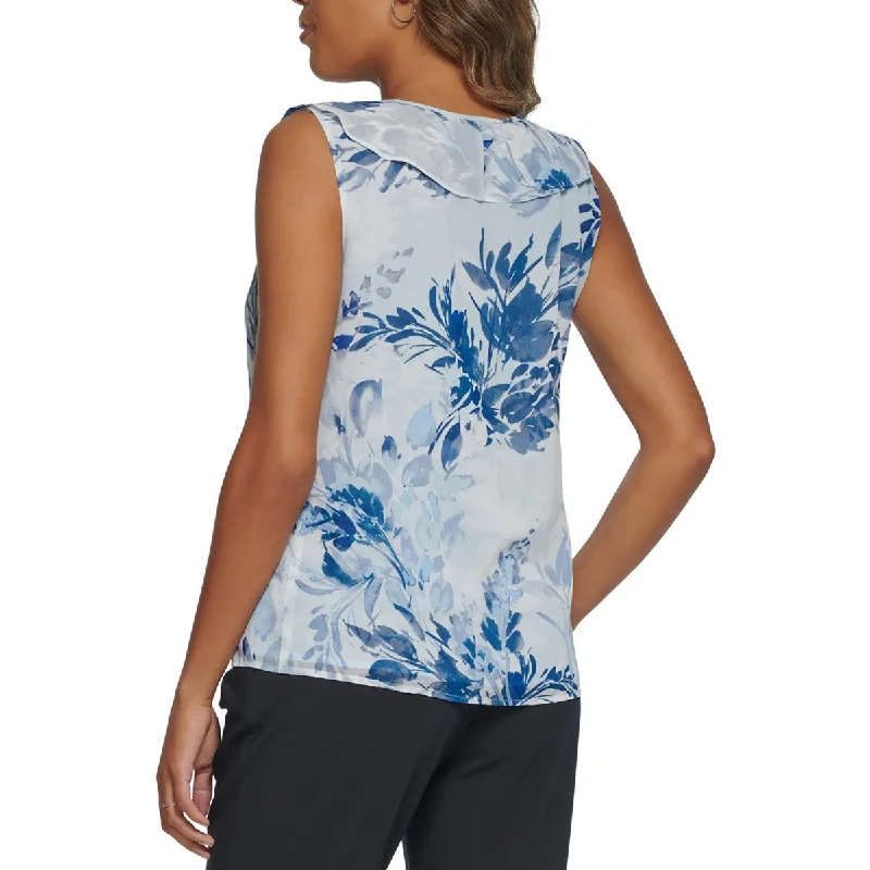 womens-ruffled-v-neck-shell