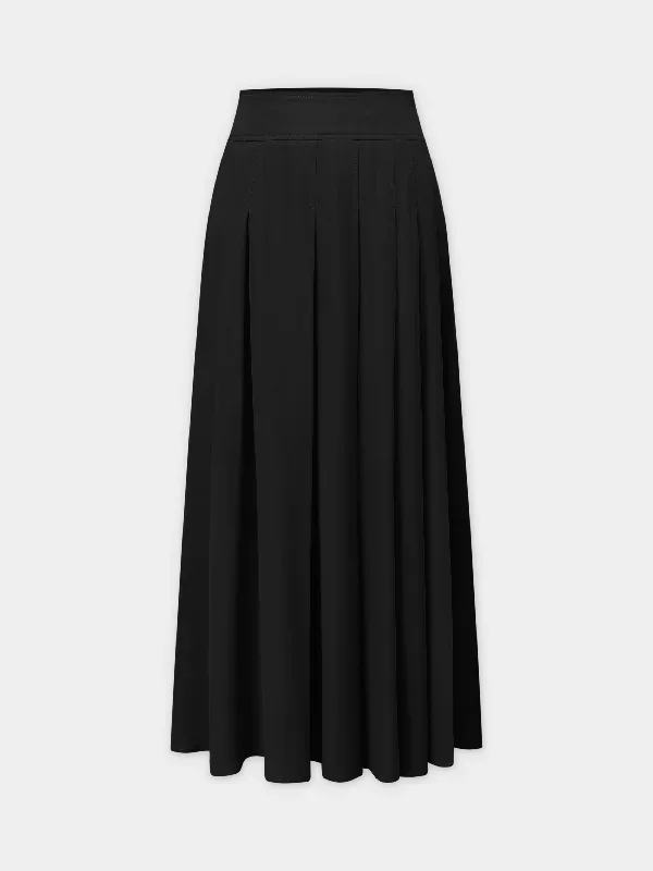 Yolk Pleated Skirt 37""-Black