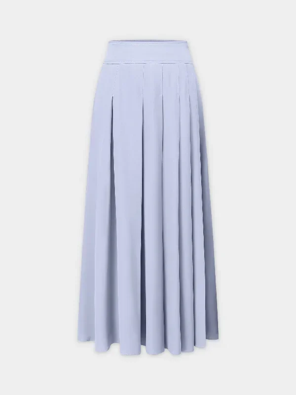 Yolk Pleated Skirt 37""-Grey Blue