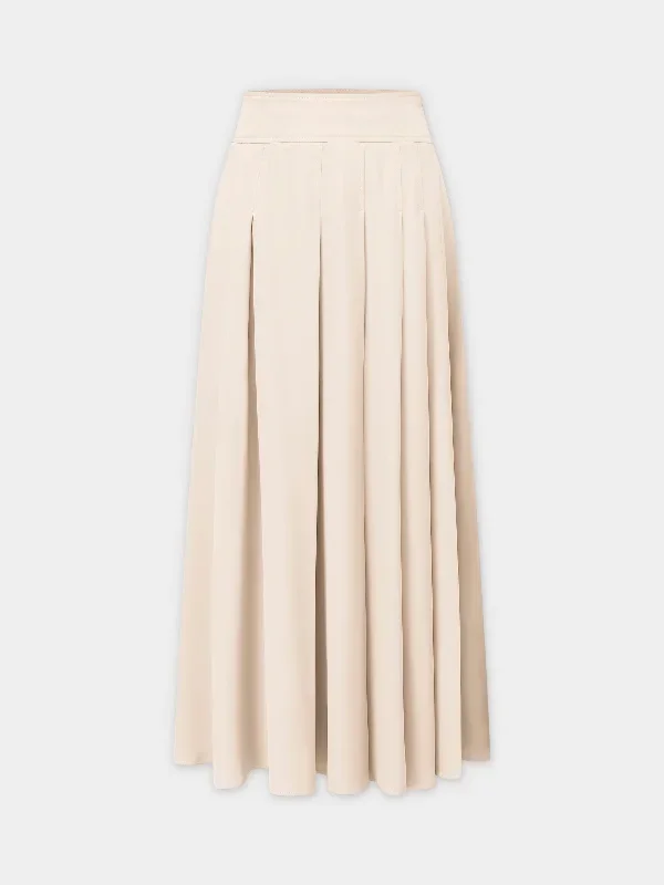 Yolk Pleated Skirt 37""-Ivory