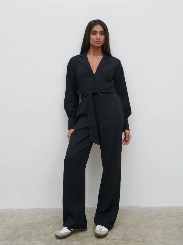 Zara Belted Jumpsuit - Black