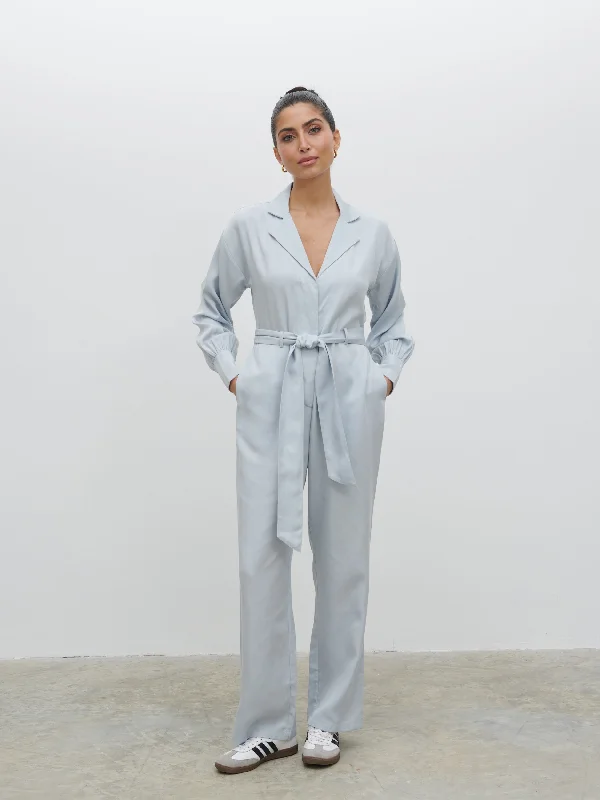 Zara Belted Jumpsuit - Denim Blue